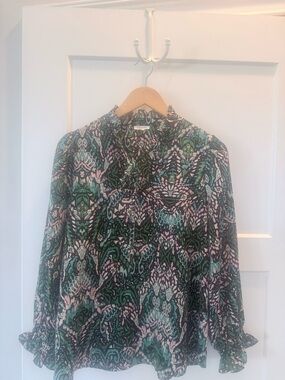 JOdifl Women’s Green & Pink Patterned Blouse